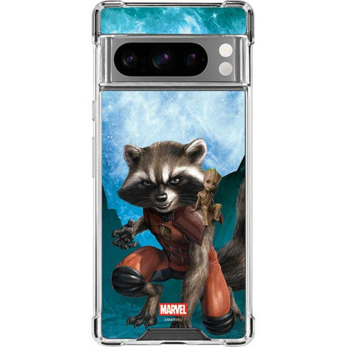 Marvel Rocket and Baby Groot Cosmic Bond Google Pixel 8 Pro Clear Case